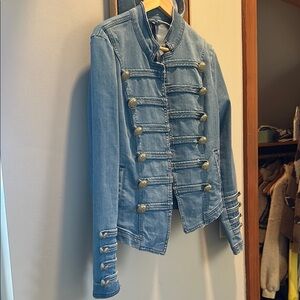 Free People,Stylish Denim Blue Military Jacket